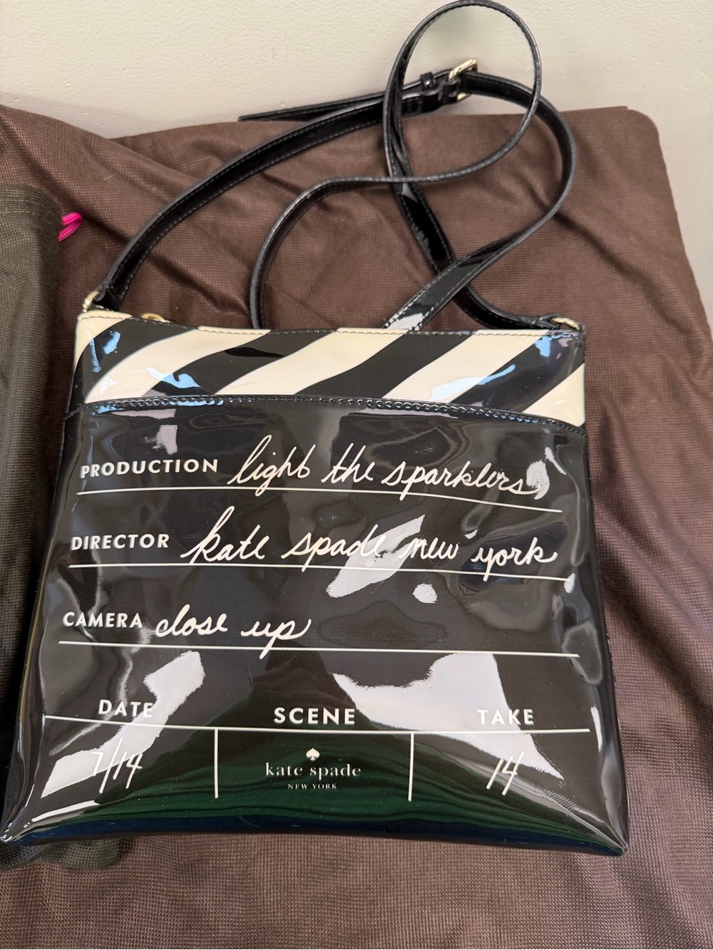 kate spade Black Patent Clapperboard Crossbody